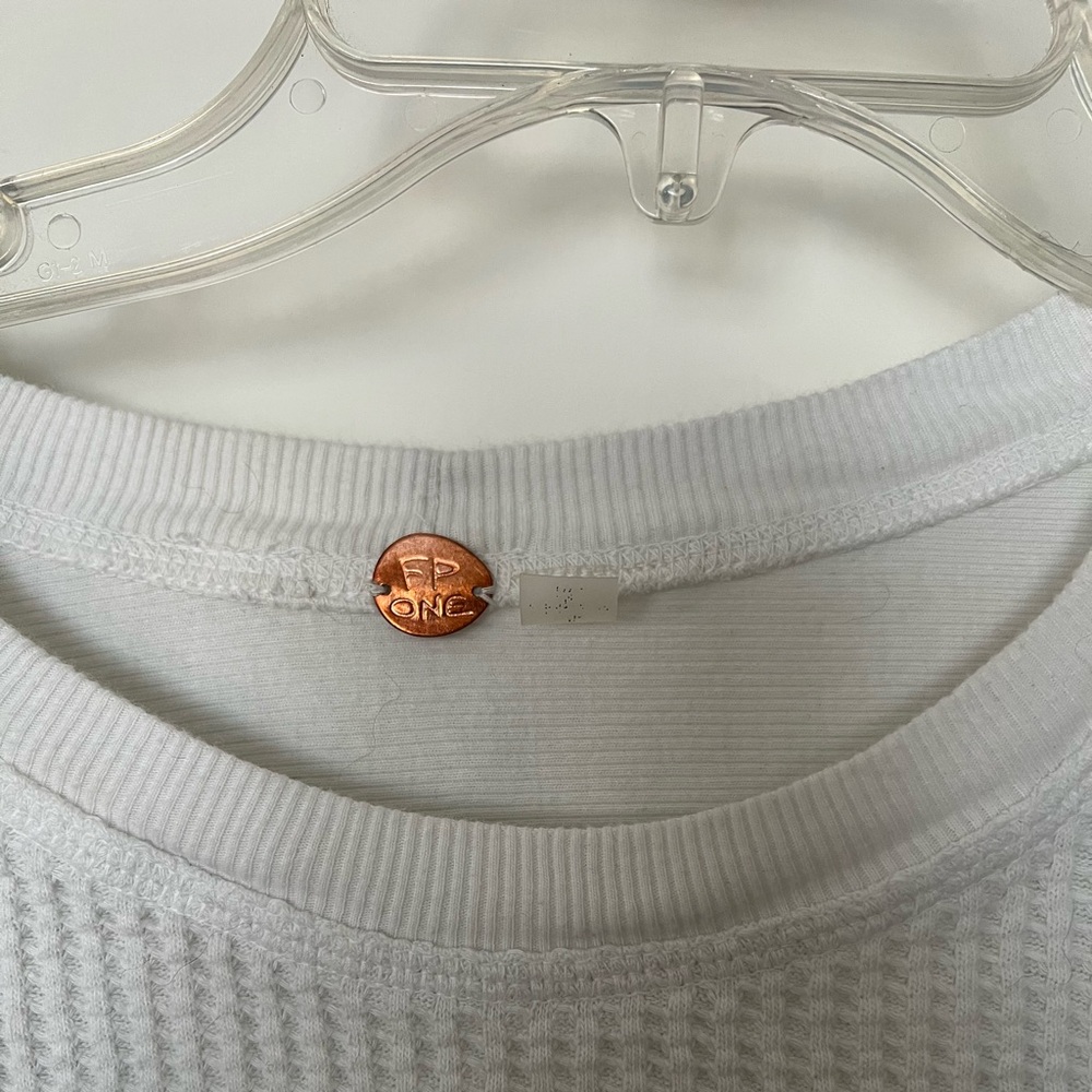 FP One Blake Thermal Oversized Scoop Neck Cotton Shirt Coconut Milk | Size M - Picture 5 of 7